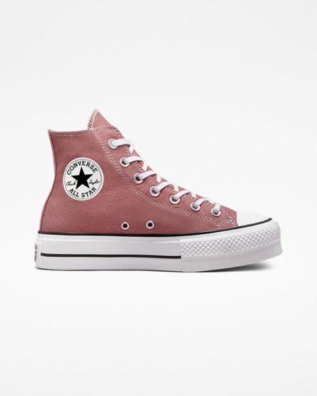 Sapatos Plataforma Converse Chuck Taylor All Star Lift Seasonal Color Cano Alto Feminino Rosa Pretas Branco | PT B03P785